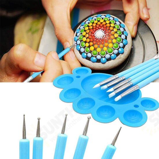 35 PCS Mandala Dotting Tools Stencil Ball Stylus Brushes Paint Tray for Painting Rocks Coloring Drawing and Drafting