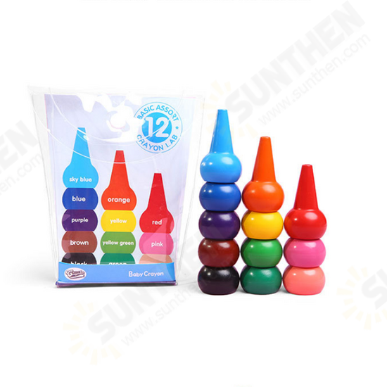 3D 12 Colors Finger Crayons Children's Drawing Beginner Education Student Plastic Crayon Painting Supplies