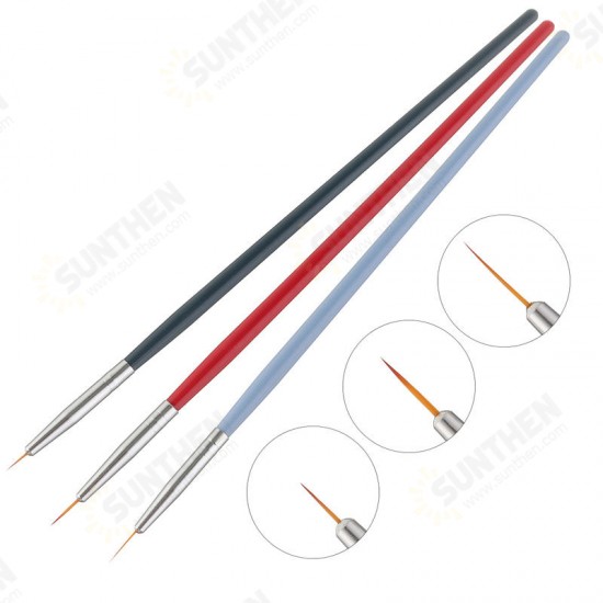 3PCS Oil Painting Brush Wood Handel Nylon Hair Hook Line Pen For Watercolor Acrylic Painting Art Tools