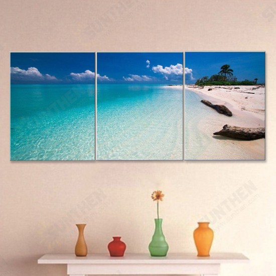 3Pcs Canvas Print Paintings Beach Seaside Wall Decorative Print Art Pictures Frameless Wall Hanging Decorations for Home Office