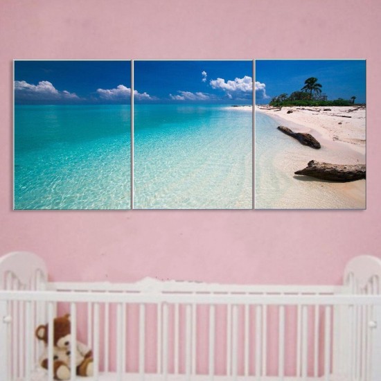 3Pcs Canvas Print Paintings Beach Seaside Wall Decorative Print Art Pictures Frameless Wall Hanging Decorations for Home Office