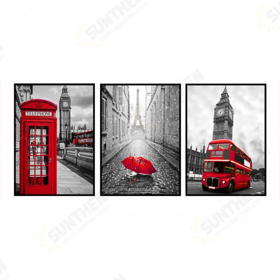 3Pcs City Scenery Canvas Paintings Wall Decorative Print Art Pictures Unframed Wall Hanging Home Office Decorations