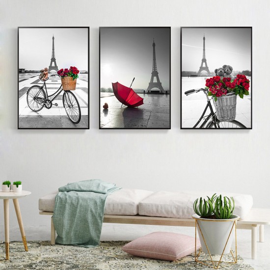 3Pcs City Scenery Canvas Paintings Wall Decorative Print Art Pictures Unframed Wall Hanging Home Office Decorations