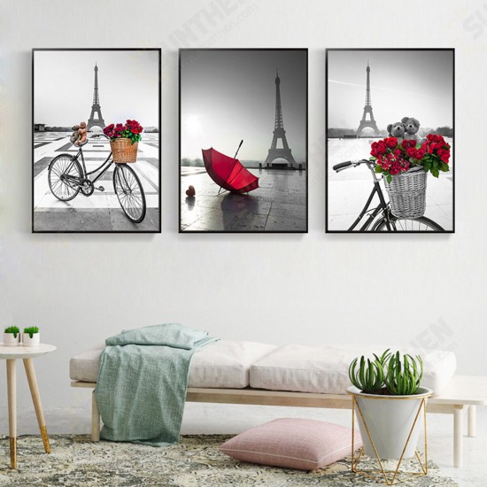 3Pcs City Scenery Canvas Paintings Wall Decorative Print Art Pictures Unframed Wall Hanging Home Office Decorations