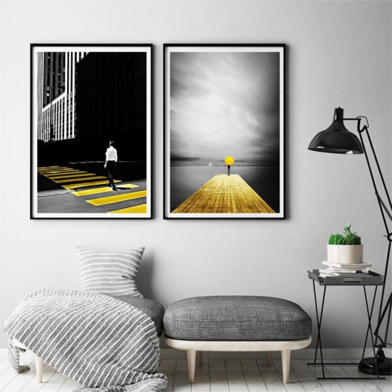 3Pcs City Scenery Canvas Paintings Wall Decorative Print Art Pictures Unframed Wall Hanging Home Office Decorations