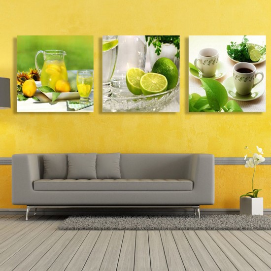 3Pcs Fruit Canvas Print Paintings Wall Decorative Print Art Pictures Frameless Wall Hanging Decorations for Home Office