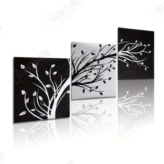 3Pcs Wall Decorative Paintings Abstract Wood Canvas Print Art Pictures Frameless Wall Hanging Decor for Home Office