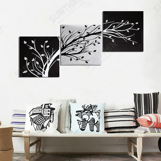 3Pcs Wall Decorative Paintings Abstract Wood Canvas Print Art Pictures Frameless Wall Hanging Decor for Home Office