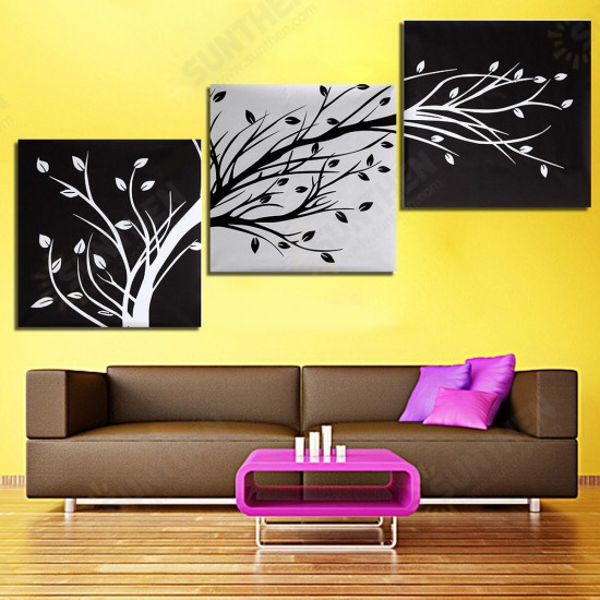 3Pcs Wall Decorative Paintings Abstract Wood Canvas Print Art Pictures Frameless Wall Hanging Decor for Home Office