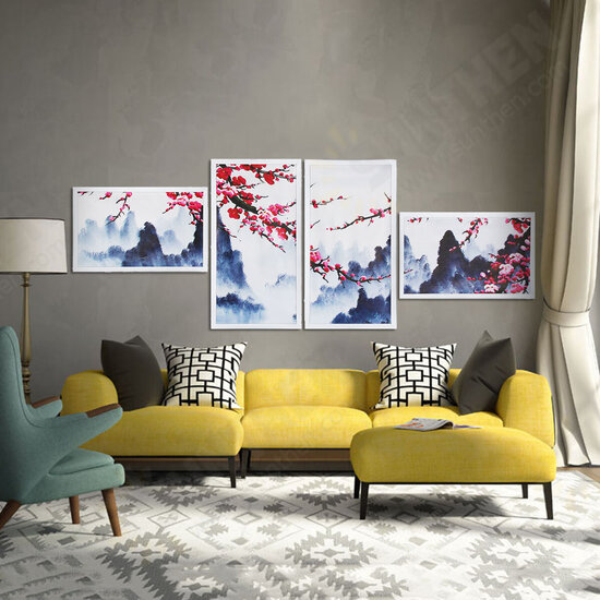 4 Pcs Wall Decorative Painting Modern Abstract Wall Decor Plum Blossom Art Pictures Canvas Prints Home Office Decorations Oil Paintings