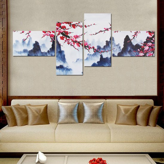 4 Pcs Wall Decorative Painting Modern Abstract Wall Decor Plum Blossom Art Pictures Canvas Prints Home Office Decorations Oil Paintings