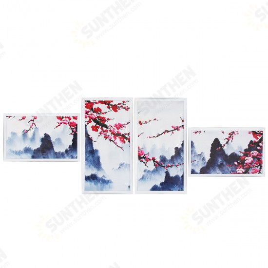 4 Pcs Wall Decorative Painting Modern Abstract Wall Decor Plum Blossom Art Pictures Canvas Prints Home Office Decorations Oil Paintings