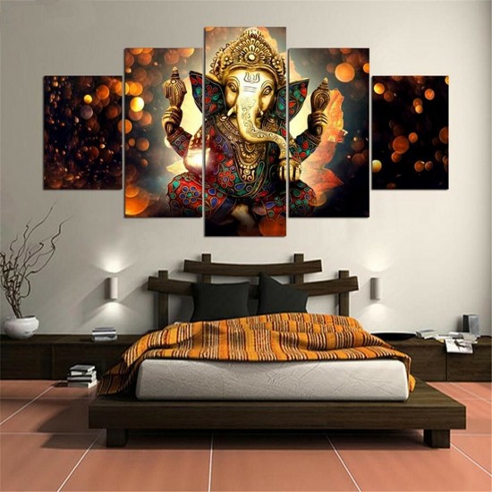 5 Pcs Canvas Painting Indian Style Framed/Frameless Poster Printing Wall Art Decor Picture for Home Office Decoration