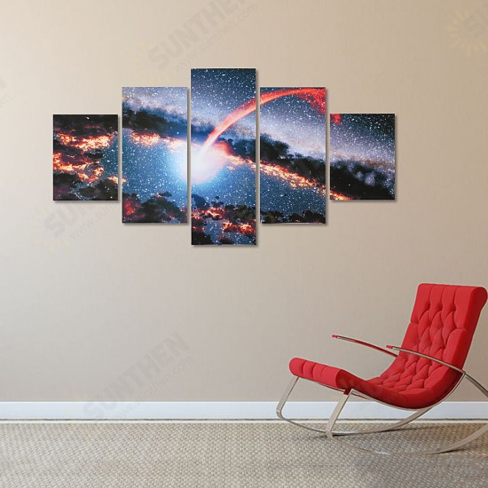 5Pcs Canvas Painting Starry Sky Wall Decorative Print Art Pictures Frameless Wall Hanging Home Office Decorations