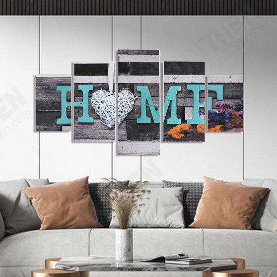 5Pcs Canvas Paintings Love HOME Wall Decorative Print Art Pictures Unframed Wall Hanging Home Office Decorations