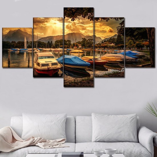 5Pcs Canvas Print Paintings Scenery Oil Painting Wall Decorative Printing Art Picture Frameless Home Office Decoration