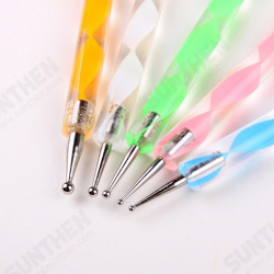 5Pcs Color Handle Dotting Tools Spiral Rod Double-end Point Nail Pen Indentation Pen Point Flower Drill Tool 5Pcs Color Handle Dotting Tools Spiral Rod Double-end Point Nail Pen Indentation Pen Point Flower Drill Tool