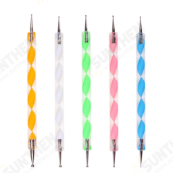 5Pcs Color Handle Dotting Tools Spiral Rod Double-end Point Nail Pen Indentation Pen Point Flower Drill Tool 5Pcs Color Handle Dotting Tools Spiral Rod Double-end Point Nail Pen Indentation Pen Point Flower Drill Tool