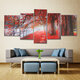 5Pcs Red Falling Leaves Canvas Painting Autumn Tree Wall Decorative Print Art Pictures Unframed Wall Hanging Home Office Decorations