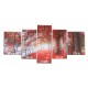 5Pcs Red Falling Leaves Canvas Painting Autumn Tree Wall Decorative Print Art Pictures Unframed Wall Hanging Home Office Decorations