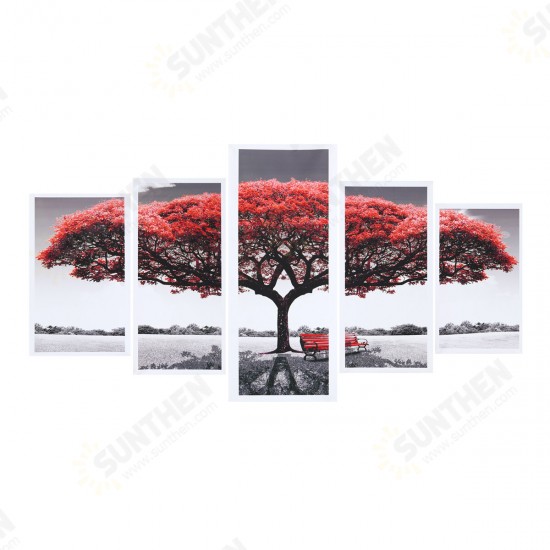 5Pcs Red Tree Canvas Paintings Wall Decorative Print Art Pictures Unframed Wall Hanging Home Office Decorations