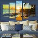 5Pcs Sea Coastal Canvas Print Paintings Wall Decorative Print Art Pictures Frameless Wall Hanging Decorations for Home Office Restaurant