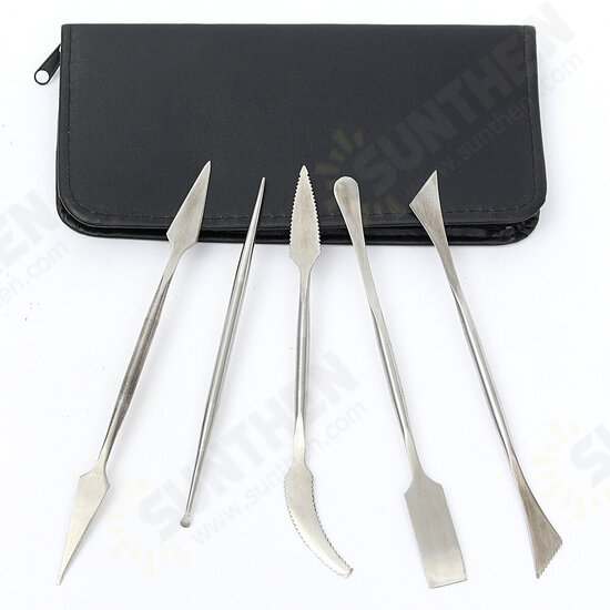 5Pcs/set Clay Scrapers Stainless Steel Clay Sculpting Tools Carving Pottery Tools Artist Supplies