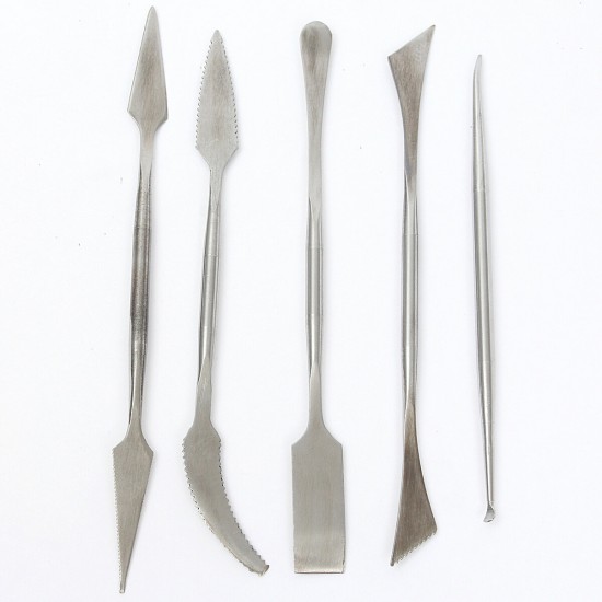 5Pcs/set Clay Scrapers Stainless Steel Clay Sculpting Tools Carving Pottery Tools Artist Supplies