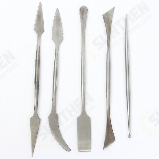 5Pcs/set Clay Scrapers Stainless Steel Clay Sculpting Tools Carving Pottery Tools Artist Supplies