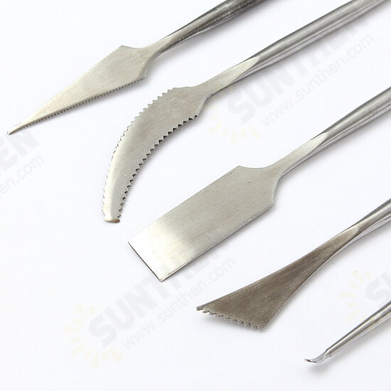 5Pcs/set Clay Scrapers Stainless Steel Clay Sculpting Tools Carving Pottery Tools Artist Supplies