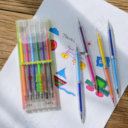 6 Pcs 12 Colors Double Head Gel Pen Highlighter Marker Pen Student 6 Pcs 12 Colors Double Head Gel Pen Highlighter Marker Pen Student