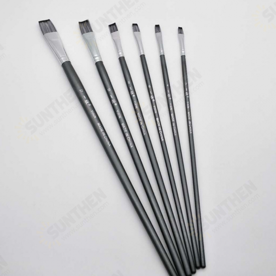 6 Pcs Oil Brush Set Nylon Painting Brush Flat Round Head for Student Drawing