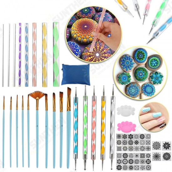 70Pcs Mandala Dotting Tools Set Rock Painting Kit Nail Art Craft Pen Paint Stencil Supplies