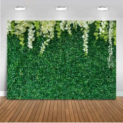7ftx5ft White Flower Green Leaves Photography Background Cloth Backdrops 2.1x1.5m 7ftx5ft White Flower Green Leaves Photography Background Cloth Backdrops 2.1x1.5m