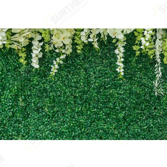 7ftx5ft White Flower Green Leaves Photography Background Cloth Backdrops 2.1x1.5m