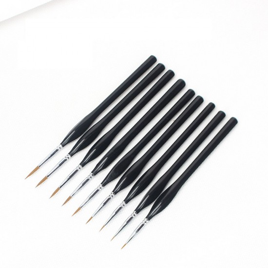 9 Pcs Hook Line Pen Set Black Triangle Pole Brush Pens Oil Painting Brush Watercolor Art for Student School