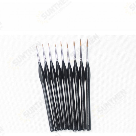 9 Pcs Hook Line Pen Set Black Triangle Pole Brush Pens Oil Painting Brush Watercolor Art for Student School