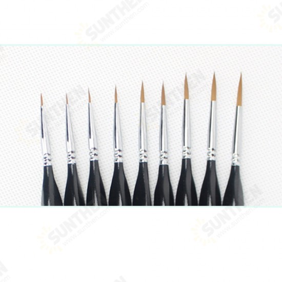 9 Pcs Hook Line Pen Set Black Triangle Pole Brush Pens Oil Painting Brush Watercolor Art for Student School