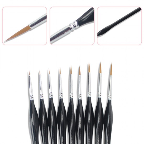 9 Pcs Hook Line Pen Set Black Triangle Pole Brush Pens Oil Painting Brush Watercolor Art for Student School