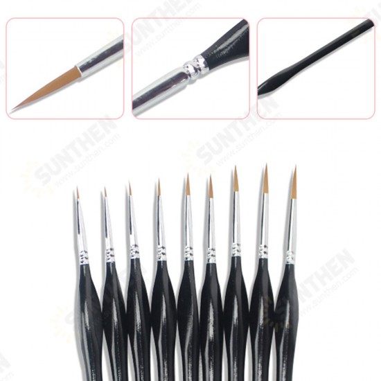 9 Pcs Hook Line Pen Set Black Triangle Pole Brush Pens Oil Painting Brush Watercolor Art for Student School