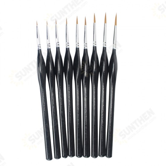 9 Pcs Hook Line Pen Set Black Triangle Pole Brush Pens Oil Painting Brush Watercolor Art for Student School