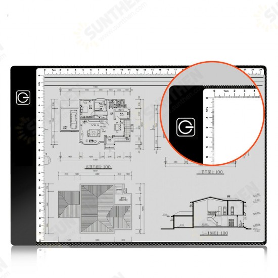 A5/A4 LED Drawing Tablet Digital Graphics Pad USB 3-Level Dimming Light Board Electronic Art Graphic Painting Table Stationery Supplies with Scale