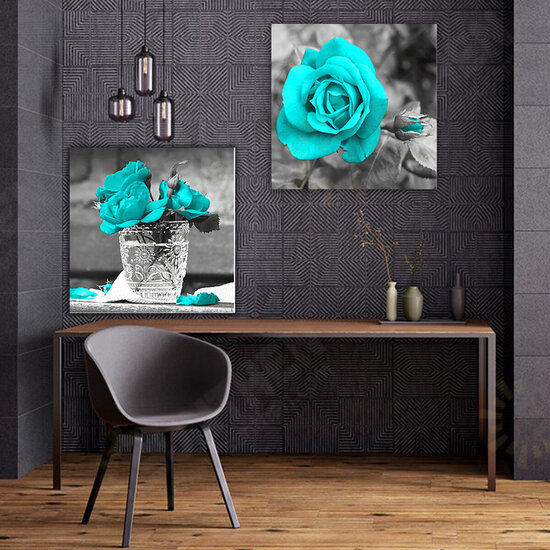 Blue Rose Canvas Painting Wall Decorative Print Art Pictures Unframed Wall Hanging Home Office Wall Decorations