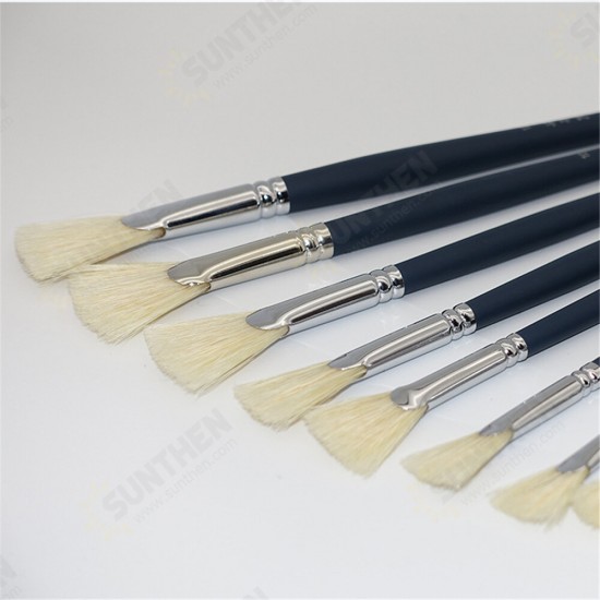 8Pcs Oil Painting Pen Set Pig Hair Wooden Pen Holder Pen Set Watercolor Animation Gouache Painting Brush