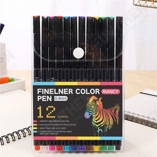 Colorful Hook Line Pen 12/24/36 Colors 0.4mm Needle Pen Set Markers Pens Fine Tip Drawing Pen Art Office School Supplies