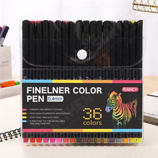Colorful Hook Line Pen 12/24/36 Colors 0.4mm Needle Pen Set Markers Pens Fine Tip Drawing Pen Art Office School Supplies
