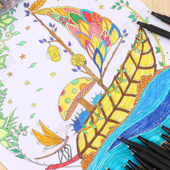 Colorful Hook Line Pen 12/24/36 Colors 0.4mm Needle Pen Set Markers Pens Fine Tip Drawing Pen Art Office School Supplies