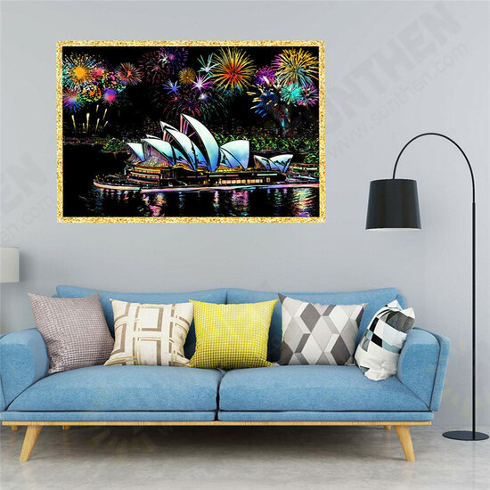 Colorful Urban Scene Painting City Night Scratch Picture Painting Scraping Paper DIY Craft Birthday Gift