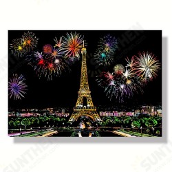 Colorful Urban Scene Painting City Night Scratch Picture Painting Scraping Paper DIY Craft Birthday Gift Colorful Urban Scene Painting City Night Scratch Picture Painting Scraping Paper DIY Craft Birthday Gift