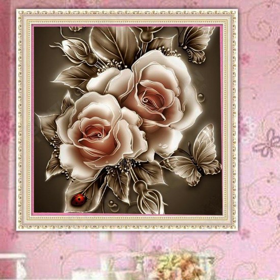 DIY 5D Diamond Painting Kit Retro Flower Handmade Craft Cross Stitch Embroidery Home Office Wall Decorations